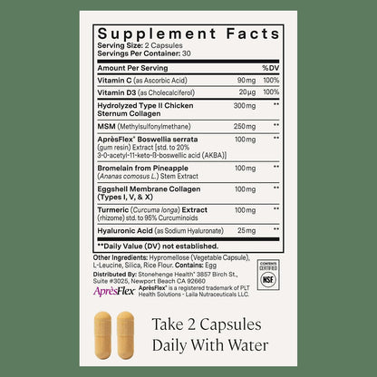Stonehenge Health Dynamic Joint Health Supplement – Fast-Acting Support with AprèsFlex® Boswellia, MSM, Multi-Type Collagen, Turmeric, Bromelain, Vitamins C & D3 60 Count (Pack of 2) - PrimeBioHealth - canada supplements