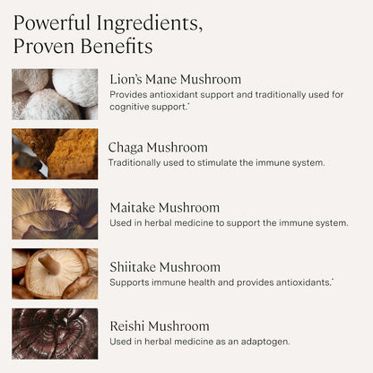 Stonehenge Health Dynamic Mushrooms 1,400 mg Per Serving, 5 Mushroom Complex (Lion’s Mane, Reishi, Chaga, Maitake, Shiitake) 100% Fruiting Bodies, No Mycelium – Brain, Memory & Immune Support 60 Caps - PrimeBioHealth - canada supplements