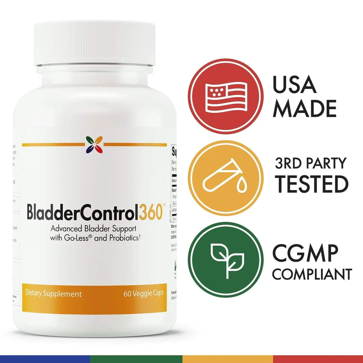 Stop Aging Now - BladderControl360 Formula - Bladder Control Support - Go-Less & Probiotics - Urinary Health Probiotic Supplement - Lactobacillus Rhamnosus, Pumpkin Seed & Soy Germ Extracts - 60 Vcaps - PrimeBioHealth - canada supplements