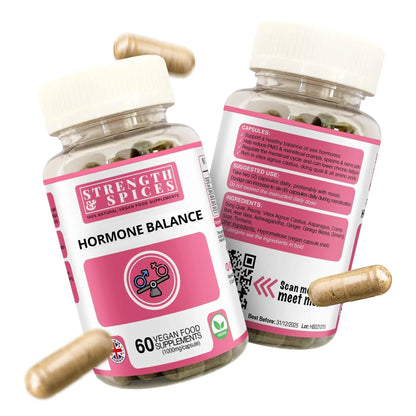 Strength & Spices Hormone Balance 100% Natural Estrogen Supplement – 12 Ingredients w Dong Quai - 60 Vegan UK Made 1000mg Capsules – Fertility and Menstrual Comfort - PrimeBioHealth - canada supplements