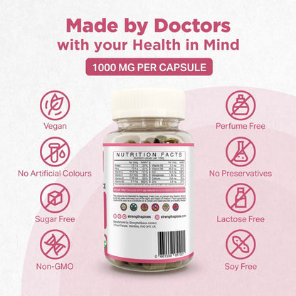 Strength & Spices Hormone Balance 100% Natural Estrogen Supplement – 12 Ingredients w Dong Quai - 60 Vegan UK Made 1000mg Capsules – Fertility and Menstrual Comfort - PrimeBioHealth - canada supplements