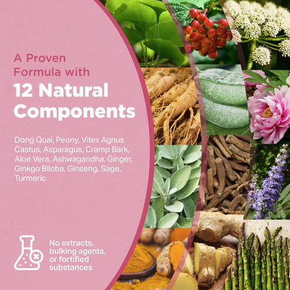 Strength & Spices Hormone Balance 100% Natural Estrogen Supplement – 12 Ingredients w Dong Quai - 60 Vegan UK Made 1000mg Capsules – Fertility and Menstrual Comfort - PrimeBioHealth - canada supplements