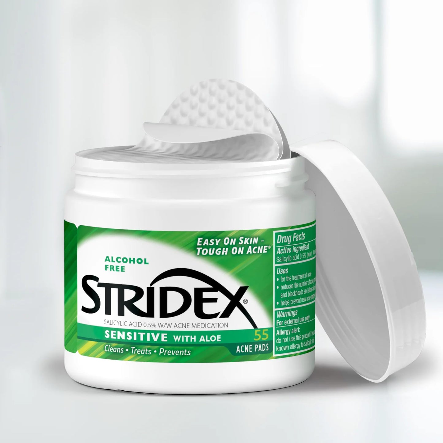 Stridex Acne Pads Sensitive With Aloe 55 Count Alcohol-Free - PrimeBioHealth - canada supplements