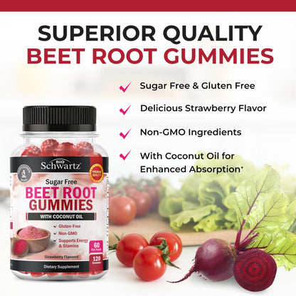 Sugar Free Beet Root Gummies - Nitric Oxide Gummies Infused with Coconut Oil for Highest Absorption - Supports Energy & Whole Body Health - PrimeBioHealth - canada supplements