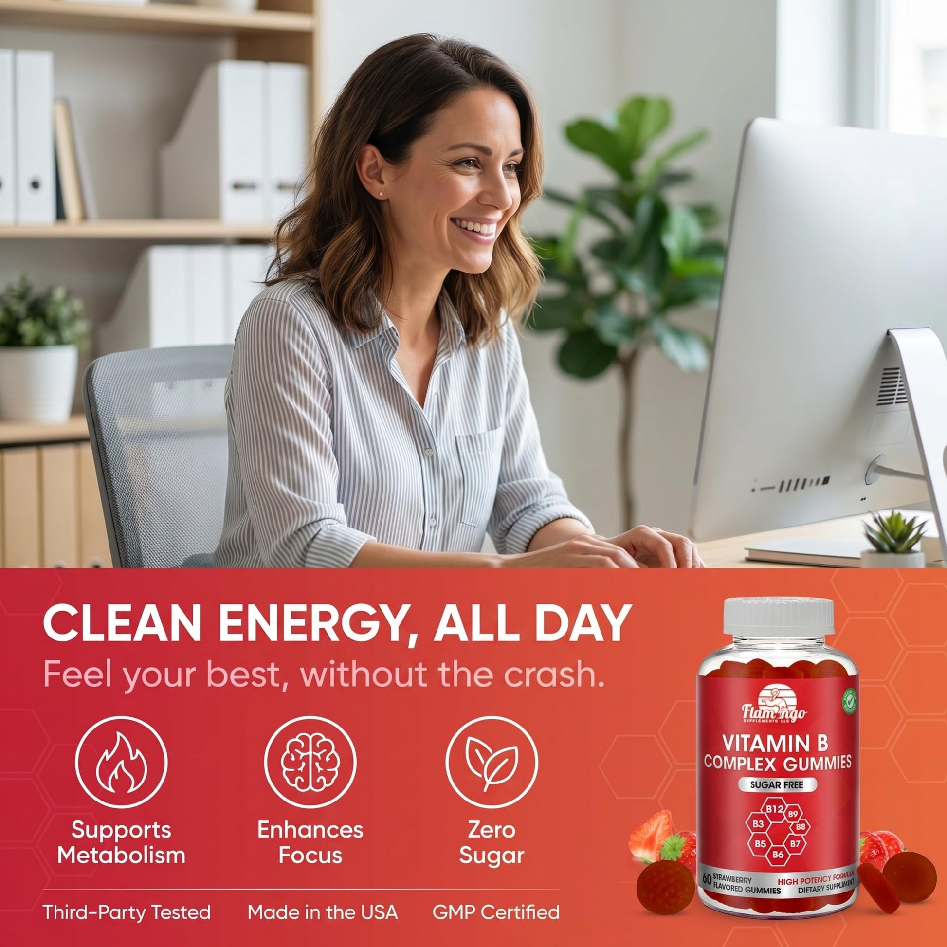 Sugar Free Vitamin B Complex Gummies - Vitamin B12, B7, B6, B3 (Niacin), B5, B8, B9 (Folate)- Third Party Tested- Prenatal, Vegan Diet, Older Adults - PrimeBioHealth - canada supplements