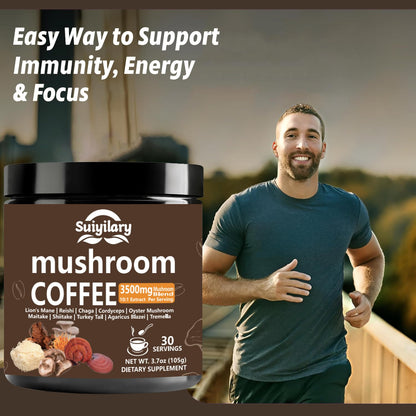 Suiyilary 10 Mushroom Coffee with Arabica w, Lion's Mane, Reishi, Mushroom Polysaccharides & More, Instant Mushrooms Powder for Focus, Immunity Boost, - PrimeBioHealth - canada supplements