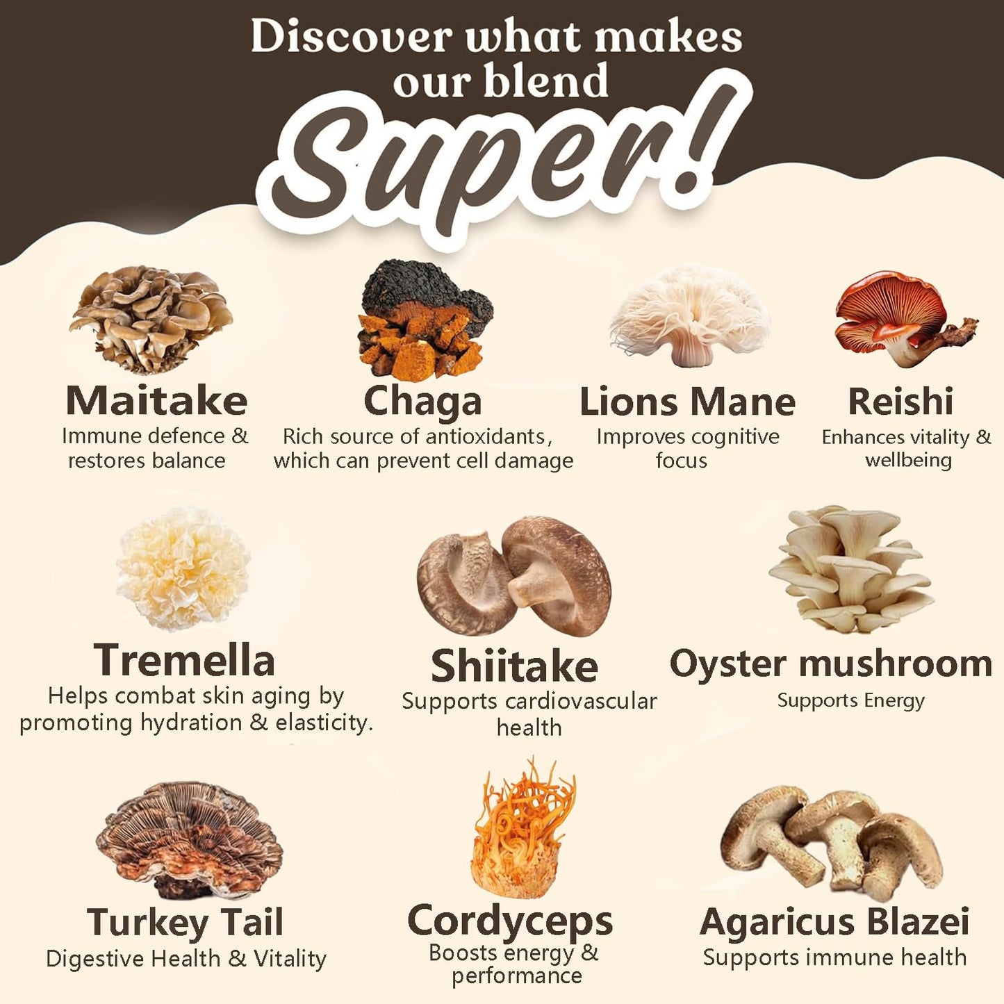 Suiyilary 10 Mushroom Coffee with Arabica w, Lion's Mane, Reishi, Mushroom Polysaccharides & More, Instant Mushrooms Powder for Focus, Immunity Boost, - PrimeBioHealth - canada supplements