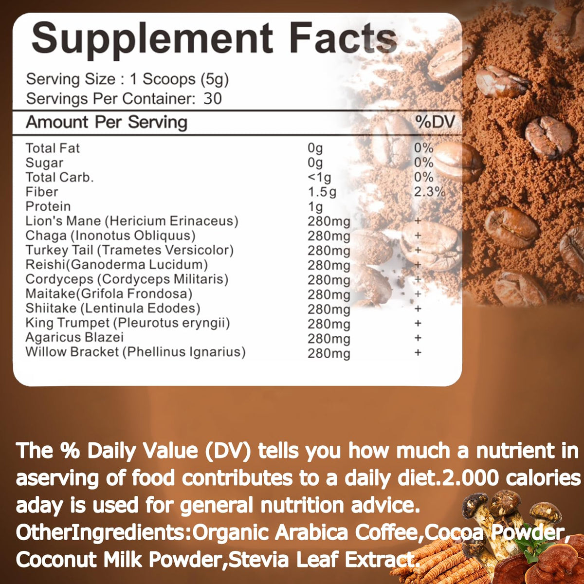 Suiyilary Mushroom Coffee, 10 Mushroom Extract Powder Blend Lion's Mane, Reishi, Chaga - PrimeBioHealth - canada supplements