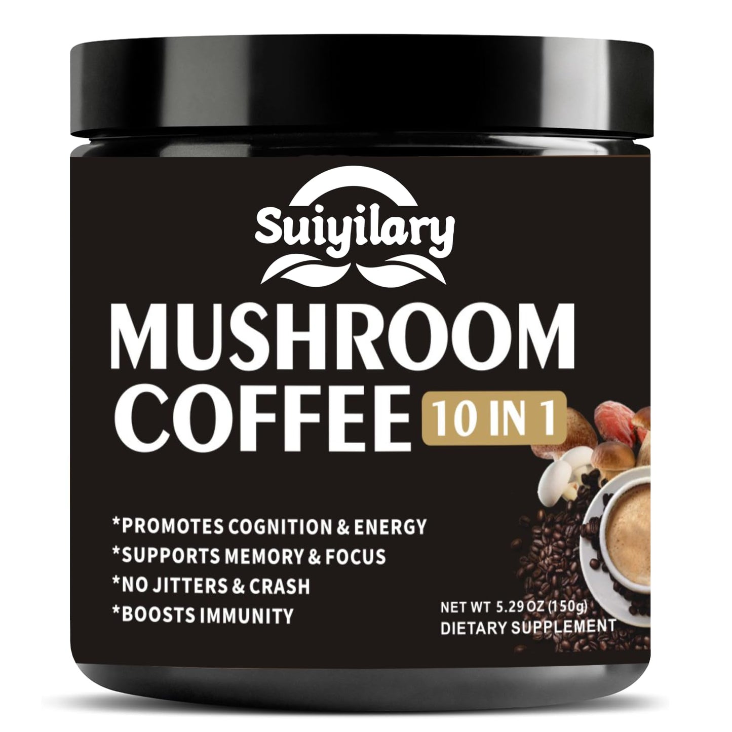 Suiyilary Mushroom Coffee, 10 Mushroom Extract Powder Blend Lion's Mane, Reishi, Chaga - PrimeBioHealth - canada supplements