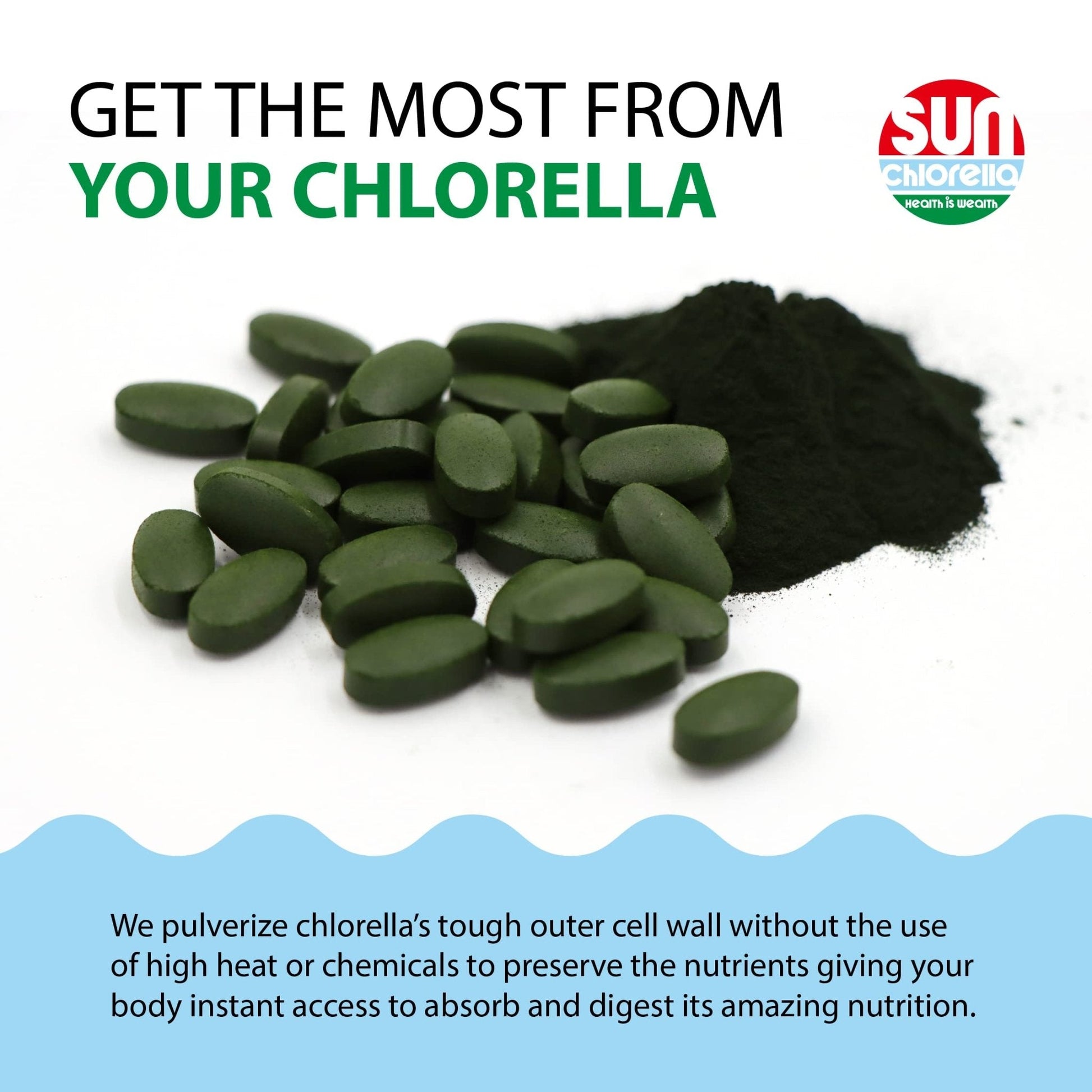 Sun Chlorella 500mg Whole Body Wellness Green Algae Superfood Supplement - Immune Defense, Gut Health, Natural Purification, Energy Boost - PrimeBioHealth - canada supplements