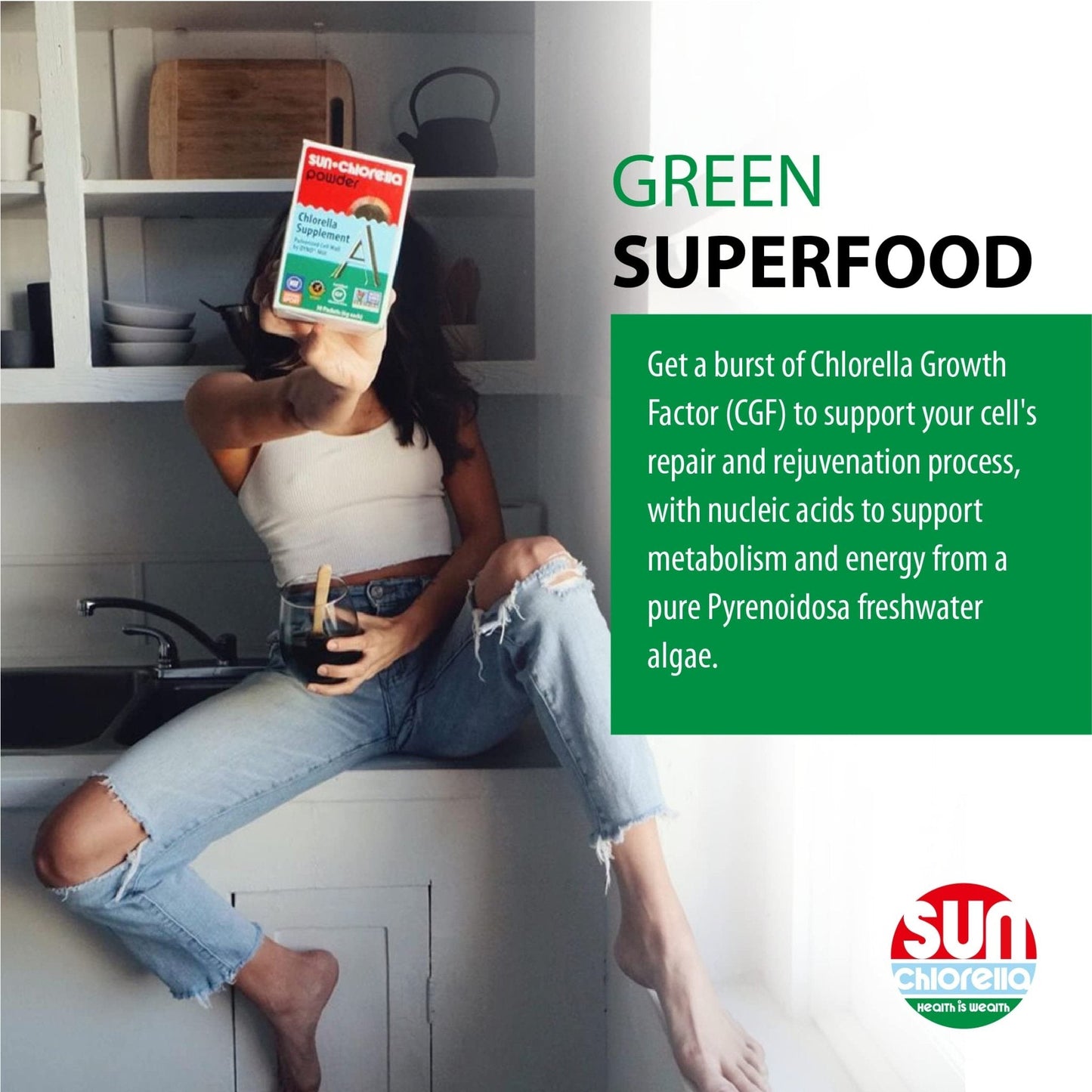 Sun Chlorella 500mg Whole Body Wellness Green Algae Superfood Supplement - Immune Defense, Gut Health, Natural Purification, Energy Boost - PrimeBioHealth - canada supplements