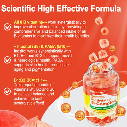 Super Methylated Vitamin B Complex Gummies - All B Vitamins + Omega-3, Magnesium, CoQ10, Ashwagandha,Vitamin C, TMG- For Women Men- Methyl B12 2000 mcg, Methylfolate - PrimeBioHealth - canada supplements