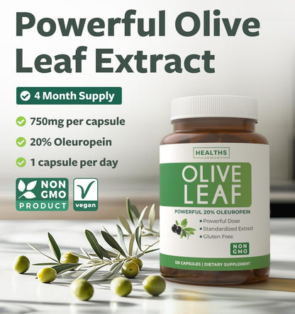 Super Strength Olive Leaf Extract Capsules - Vegan Non-GMO 750mg Olive Extract with 20% Oleuropein Antioxidant Supplement for Immunity Skin and Heart Health Support - Made in The USA (2 Month Supply) - PrimeBioHealth - canada supplements