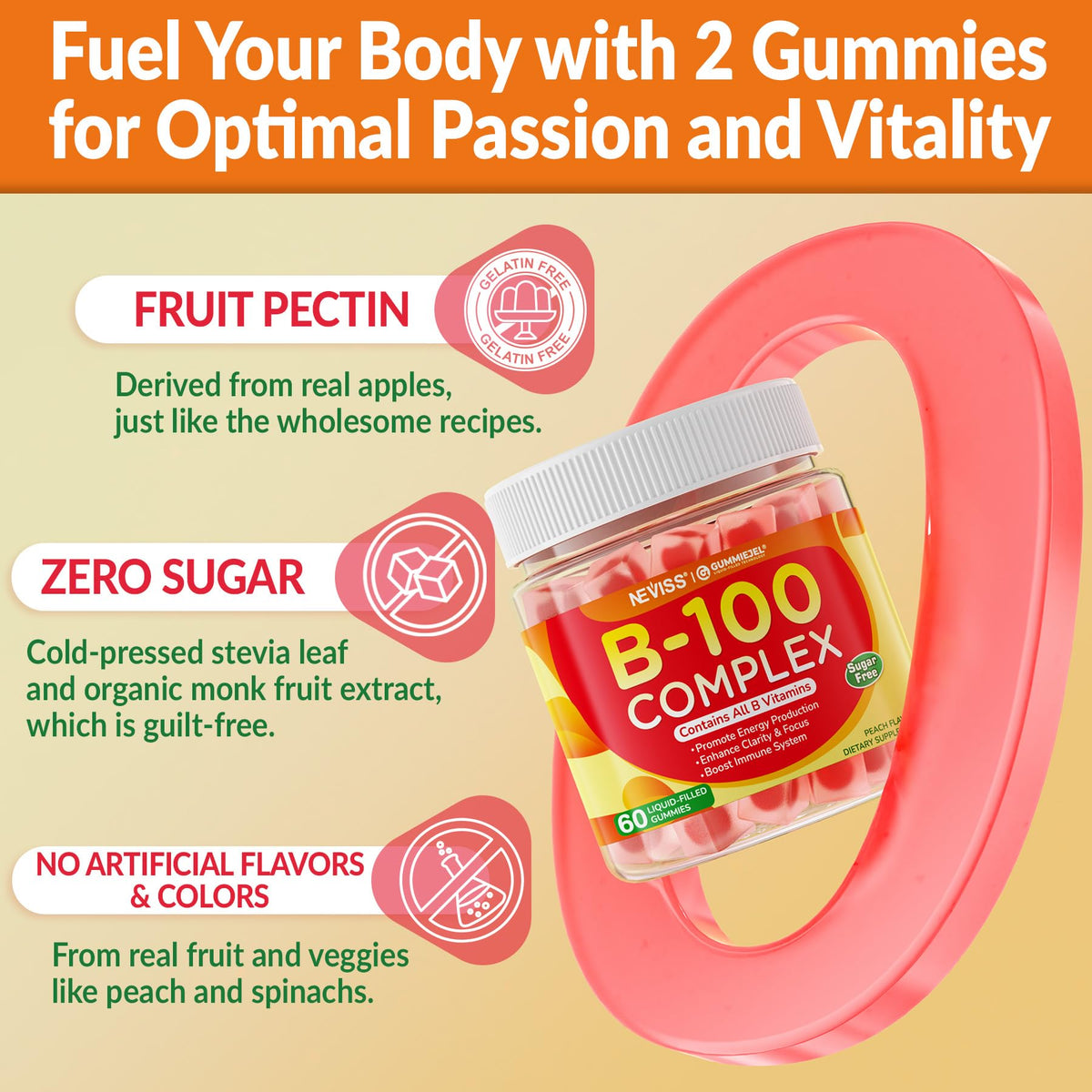 Super Vitamin B Complex Gummies - Methylated B Complex for Women & Men, All B Vitamins, Methyl B12, Methylfolate, Vitamin C, Choline, Inositol, PABA for Energy, Brain & Immune, 0g Sugar, Vegan, 60 Cts - PrimeBioHealth - canada supplements