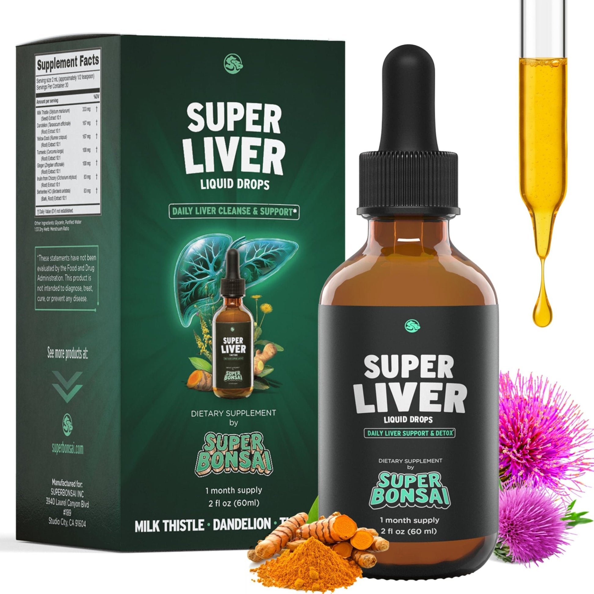 SuperBonsai Super Liver Support with Milk Thistle - All Natural Liver Cleanse Detox & Repair Aid - Doctor-Formulated Liver Supplement - PrimeBioHealth - canada supplements