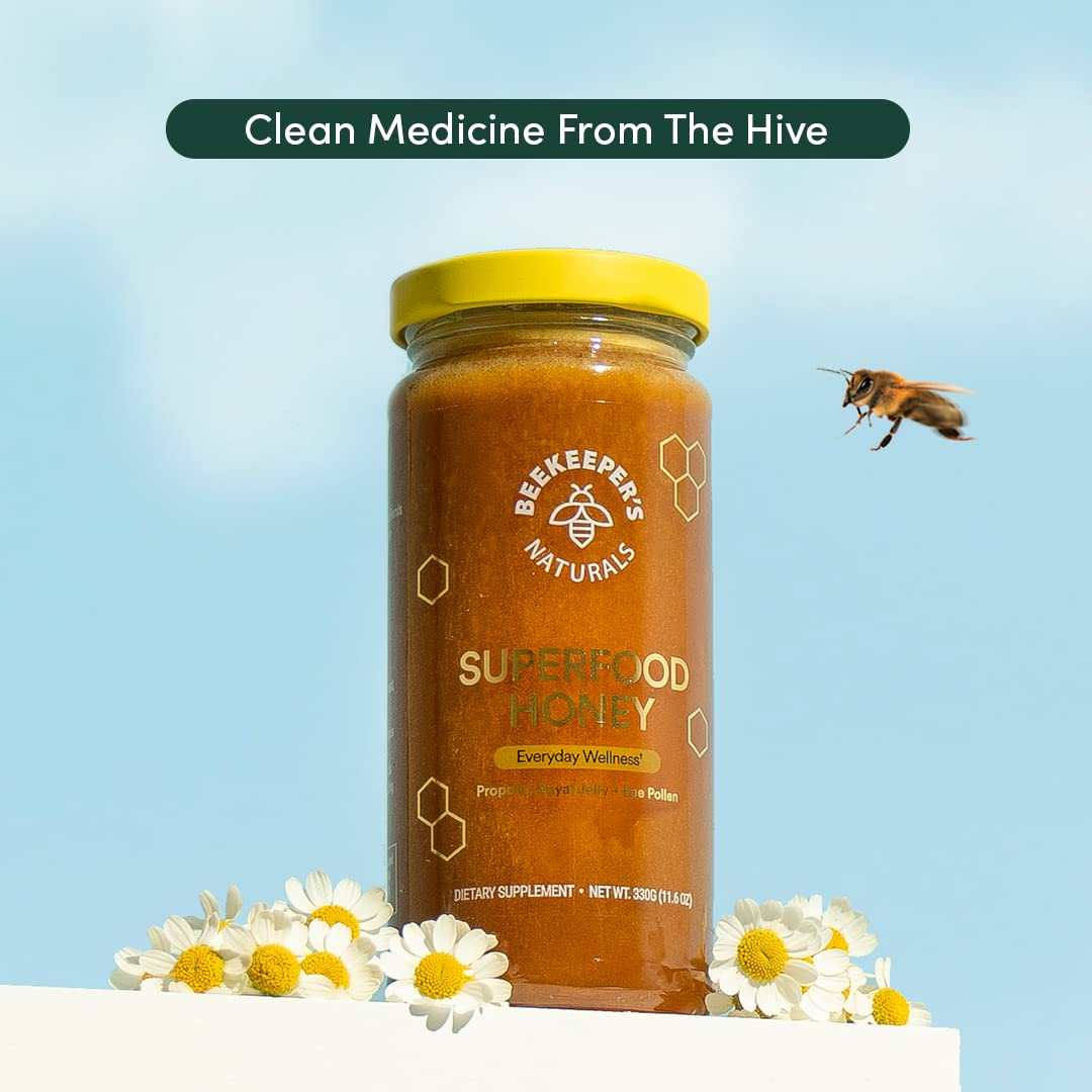 Superfood Honey by Beekeeper's Naturals - Bee Pollen, Royal Jelly, Propolis, Honey - Natural Energy, Immune Support - PrimeBioHealth - canada supplements