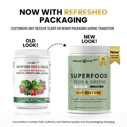 Superfood Reds & Greens Powder - 11.64 oz, Prebiotics & Probiotics for Digestive Health, Super Greens Powder with Ashwagandha for Gut Health, Immunity, Antioxidants, - PrimeBioHealth - canada supplements