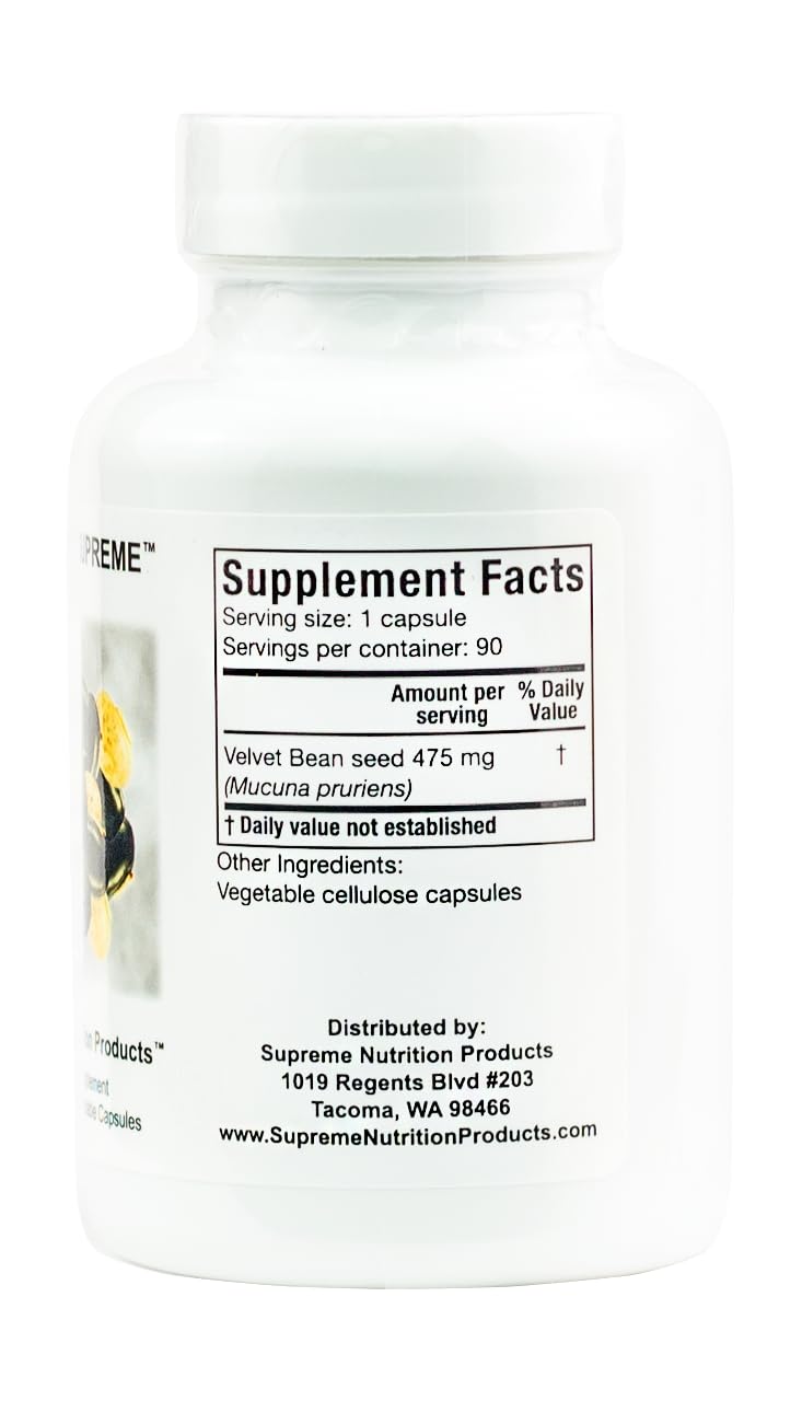 Supreme Nutrition Mucuna Supreme, 90 Pure Cowhage Vegetarian Capsules - PrimeBioHealth - canada supplements