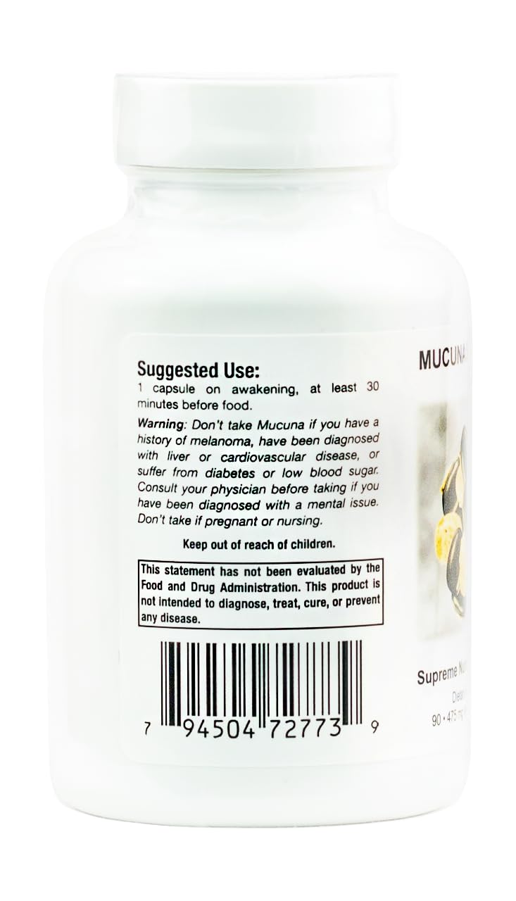 Supreme Nutrition Mucuna Supreme, 90 Pure Cowhage Vegetarian Capsules - PrimeBioHealth - canada supplements
