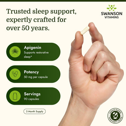 Swanson Apigenin – Sleep and Relaxation Supplement – Natural Support – 90 Caps, 50 mg (Packaging may Vary) - PrimeBioHealth - canada supplements