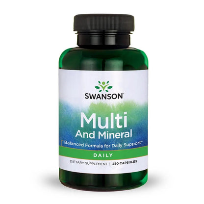 Swanson Multi and Mineral Daily Men's Women's Multivitamin Multimineral Health Supplement 250 Capsules (Caps) - PrimeBioHealth - canada supplements
