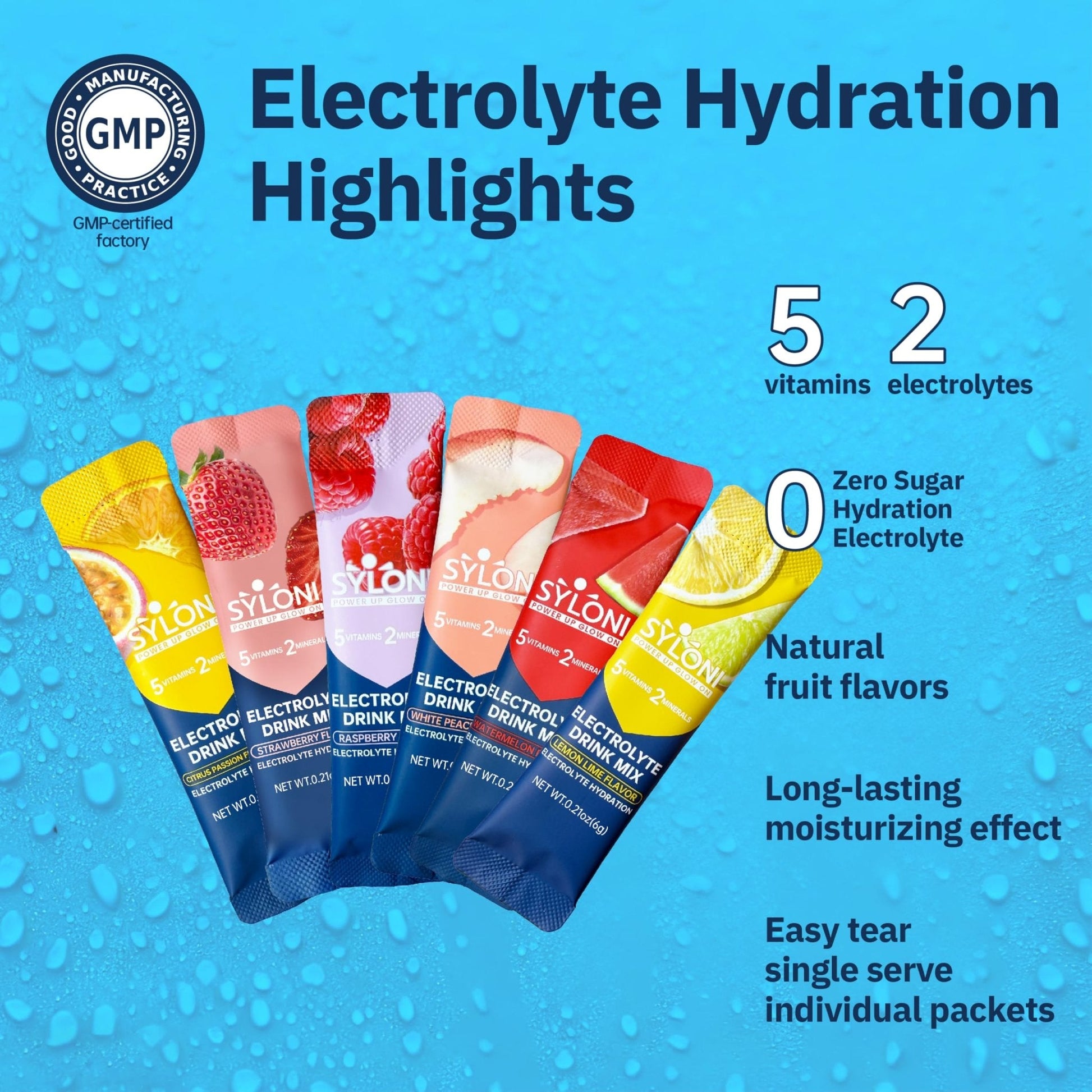 Syloni Electrolytes Powder Packets, Trial Variety Pack(20 Sticks), Sugar Free Hydration Packets Electrolyte Drink Mix with 7 Vitamins and Electrolytes - PrimeBioHealth - canada supplements
