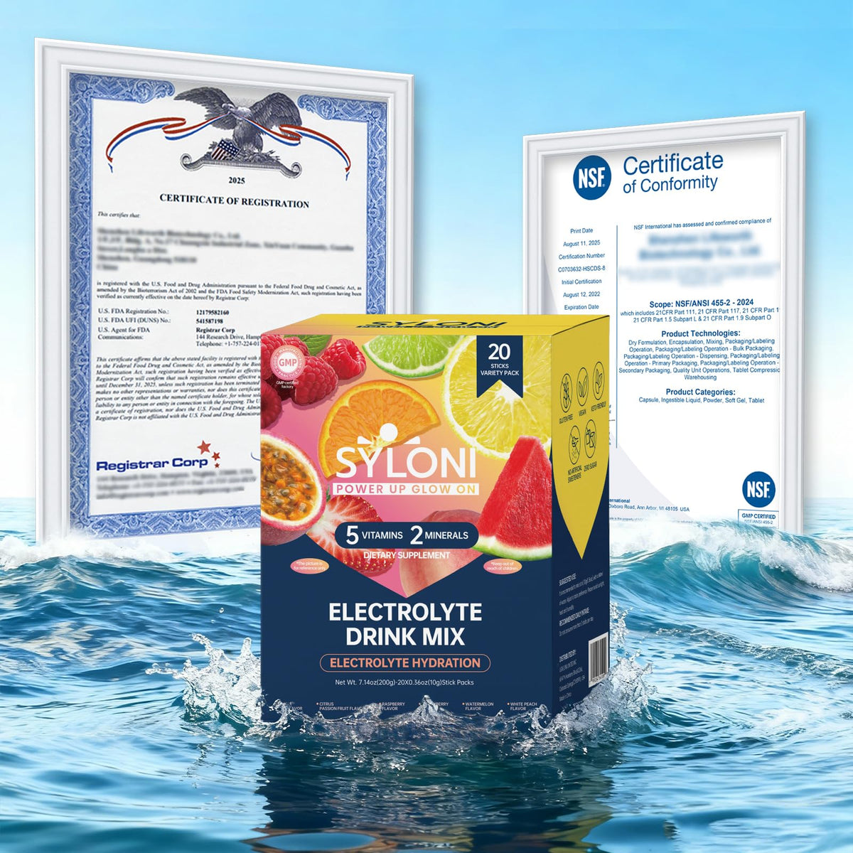 Syloni Electrolytes Powder Packets, Trial Variety Pack(20 Sticks), Sugar Free Hydration Packets Electrolyte Drink Mix with 7 Vitamins and Electrolytes - PrimeBioHealth - canada supplements