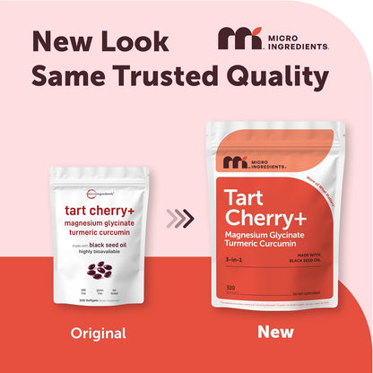 Tart Cherry+ with Magnesium Glycinate & 95% Turmeric Curcumin, 300 Softgels | Made with Black Seed Oil | Tart Cherry Extract Supplement | 3-in-1 Herbal & Mineral Complex | Non-GMO, Gluten Free - PrimeBioHealth - canada supplements