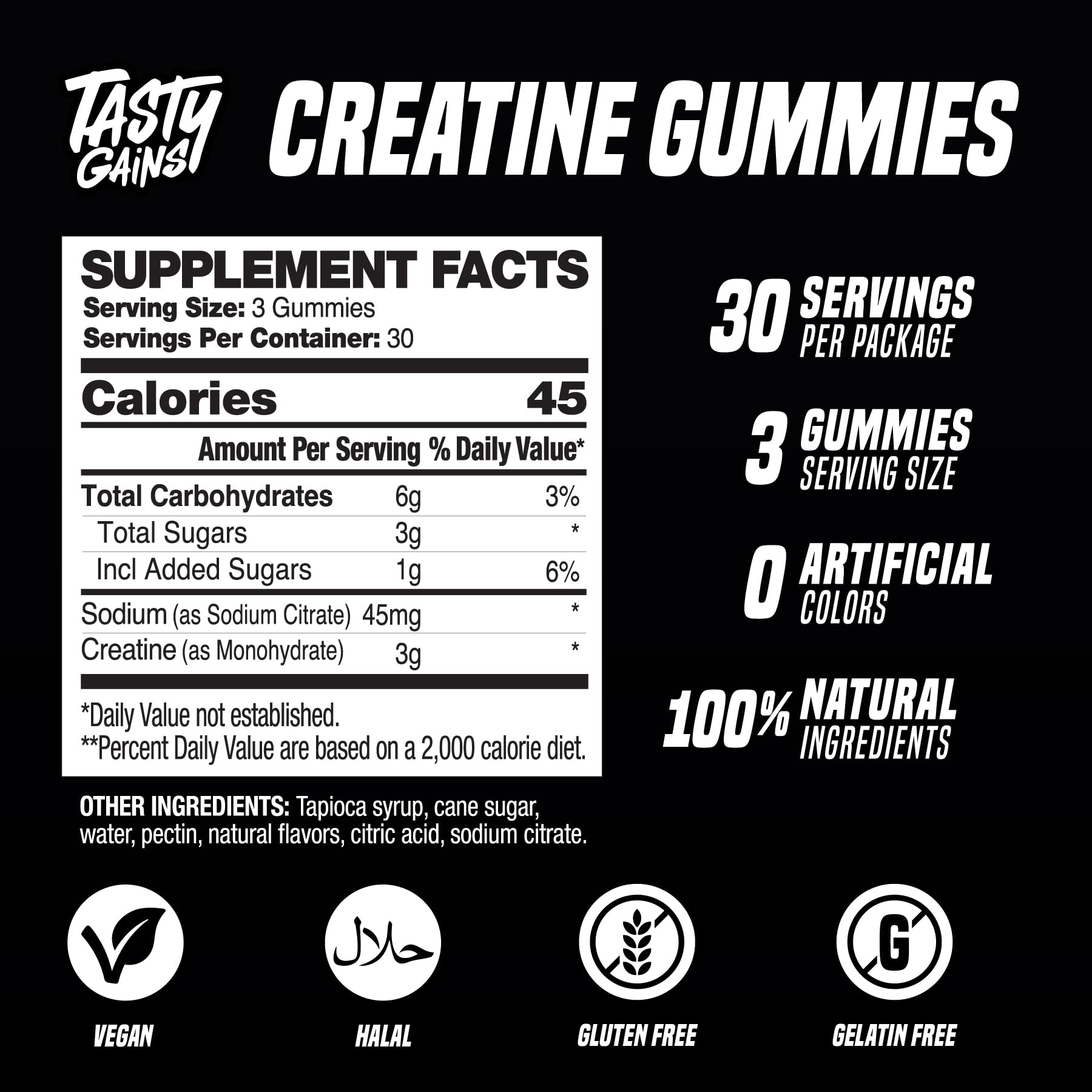 TASTY GAINS Creatine Gummies - 90g of Creatine Monohydrate - Workout Supplements - Build Muscle & Boost Strength for Men & Women - Made in USA - PrimeBioHealth - canada supplements
