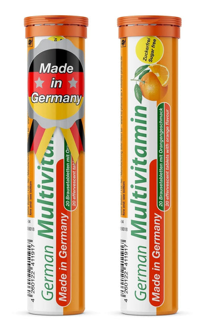 T&D German Multvitamin 10 Vitamins - 40 Vegan Drink Effervescent Tablets - Orange Flavor - PrimeBioHealth - canada supplements