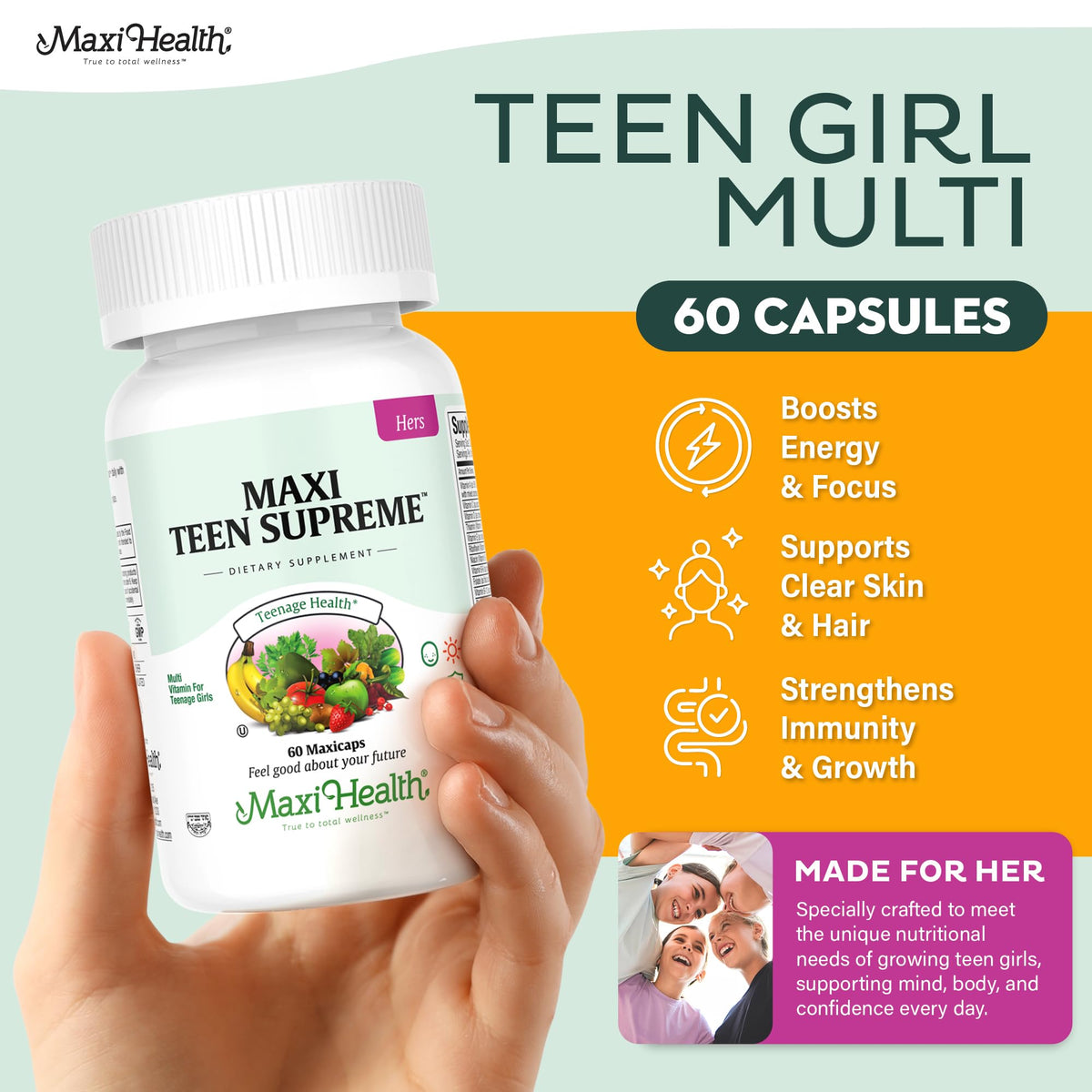 Teen Vitamins for Girls 12-17 - Teen Multivitamin Supreme with D3, Iron, Calcium, Biotin, Digestive Enzymes – Teenager Girl Multi Vitamins for Energy, - PrimeBioHealth - canada supplements