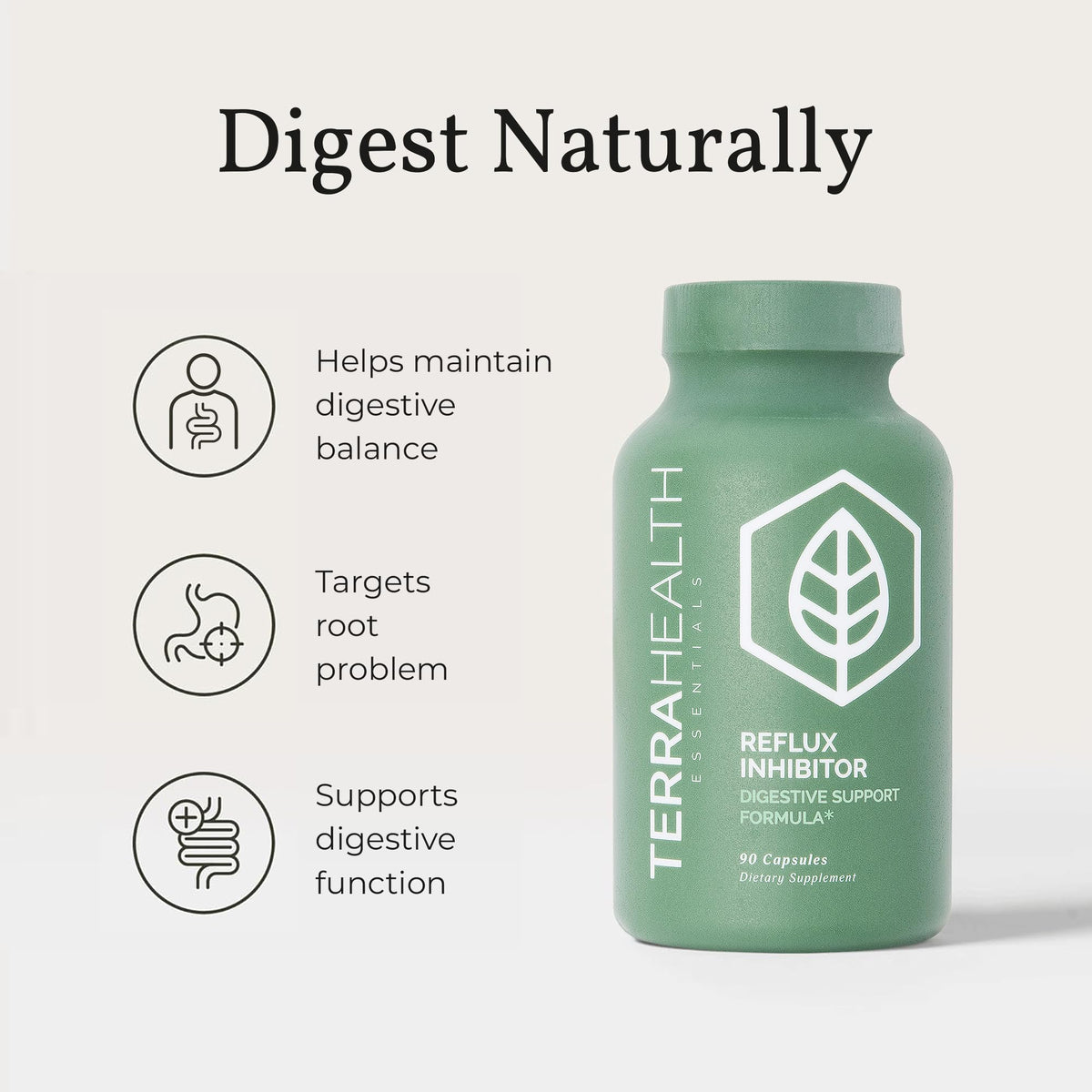 Terra Health Essentials Reflux Inhibitor - Digestive Supplement for Stomach Comfort, Acid Balance & Nutrient Absorption - Betaine HCL with Pepsin - PrimeBioHealth - canada supplements