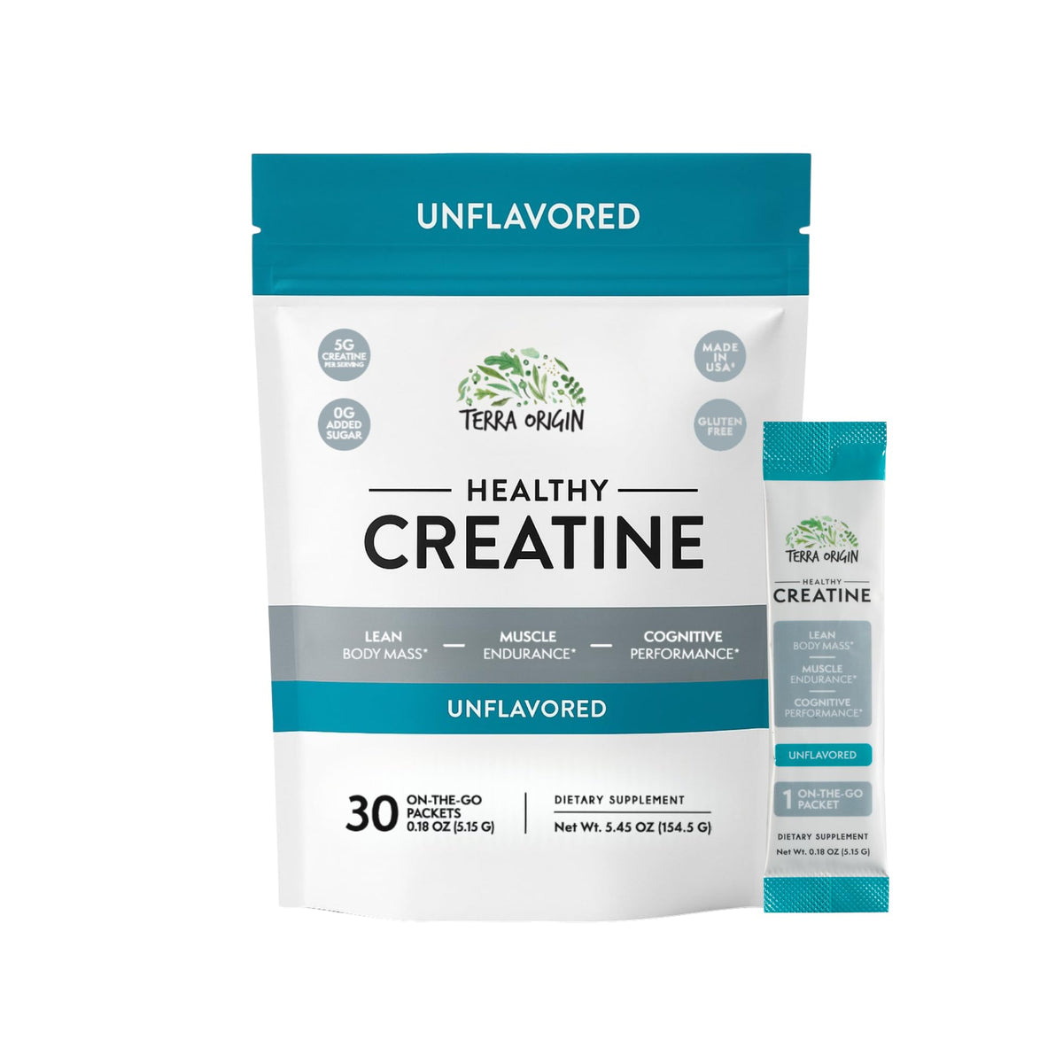 TERRA ORIGIN Healthy Creatine Micronized Monohydrate Powder | 30 Stick Packs | Support for Muscle and Cognitive Performance* | Supplement for Women and Men - PrimeBioHealth - canada supplements