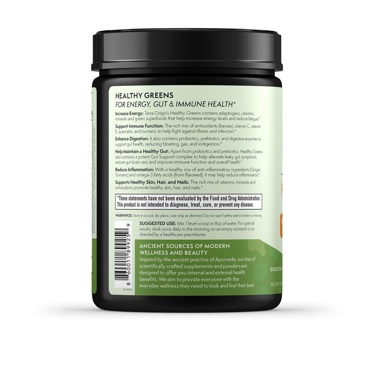 TERRA ORIGIN Healthy Greens Powder Supplement | Superfood Digestive Enzyme & Probiotic Blends | Immune, Gut, and Digestive Support for Women - PrimeBioHealth - canada supplements