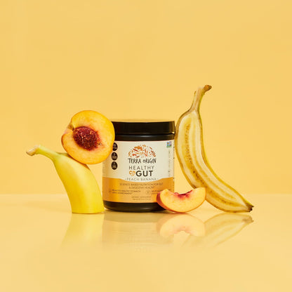 TERRA ORIGIN Healthy Gut Peach Banana | 30-Servings with L-Glutamine, Zinc, Glucosamine, Slippery Elm Bark, Marshmallow Root and More! - PrimeBioHealth - canada supplements