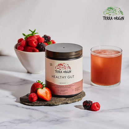 TERRA ORIGIN Healthy Gut Powder (Berry Flavor) |30-Servings with L-Glutamine, Zinc, Glucosamine, Slippery Elm Bark, Marshmallow Root and More! - PrimeBioHealth - canada supplements