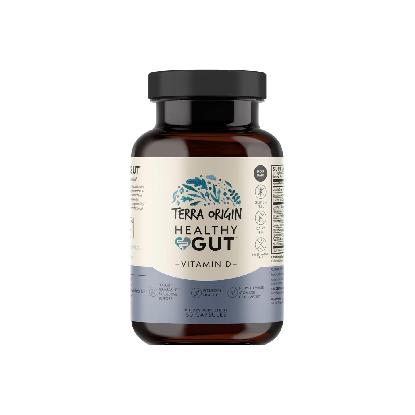 TERRA ORIGIN Healthy Gut with Vitamin D 5000 IU | 60 Capsules | Gut Health Supplements for Men and Women | Supports Digestion and Gas - PrimeBioHealth - canada supplements