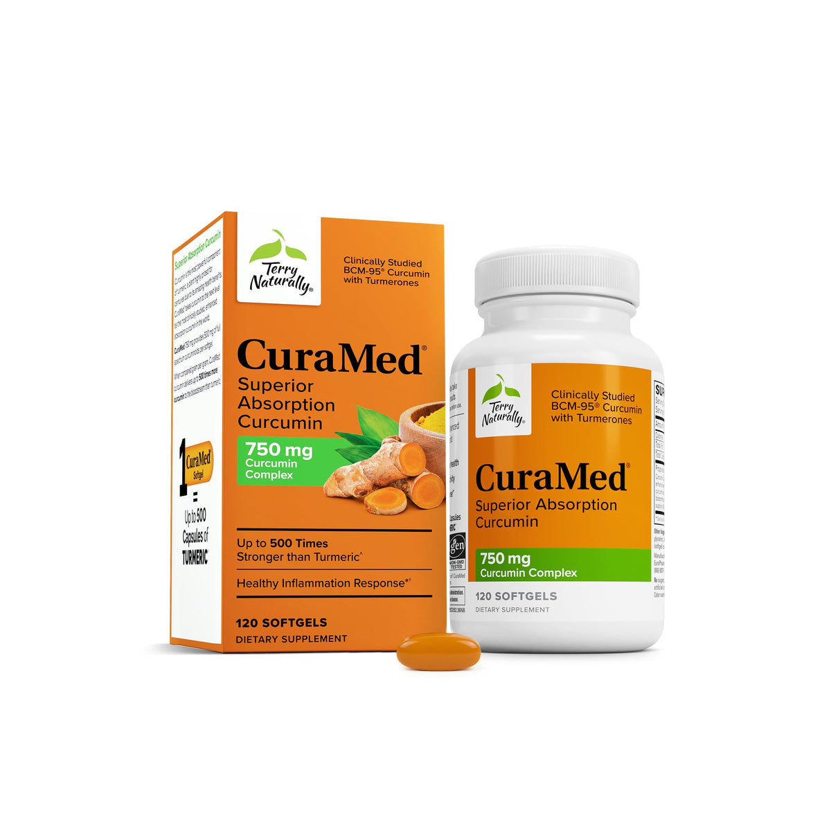 Terry Naturally CuraMed 750 mg - Antioxidant Supplement for Brain & Heart Health Support - Supplement with High-Potency Curcumin Complex - Kidney, Liver - PrimeBioHealth - canada supplements