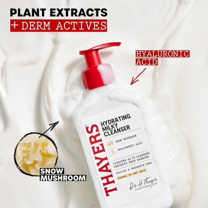 Thayers Milky Hydrating Face Cleanser with Snow Mushroom and Hyaluronic Acid, Dermatologist Recommended Gentle Facial Wash and Hydrating Skincare - PrimeBioHealth - canada supplements
