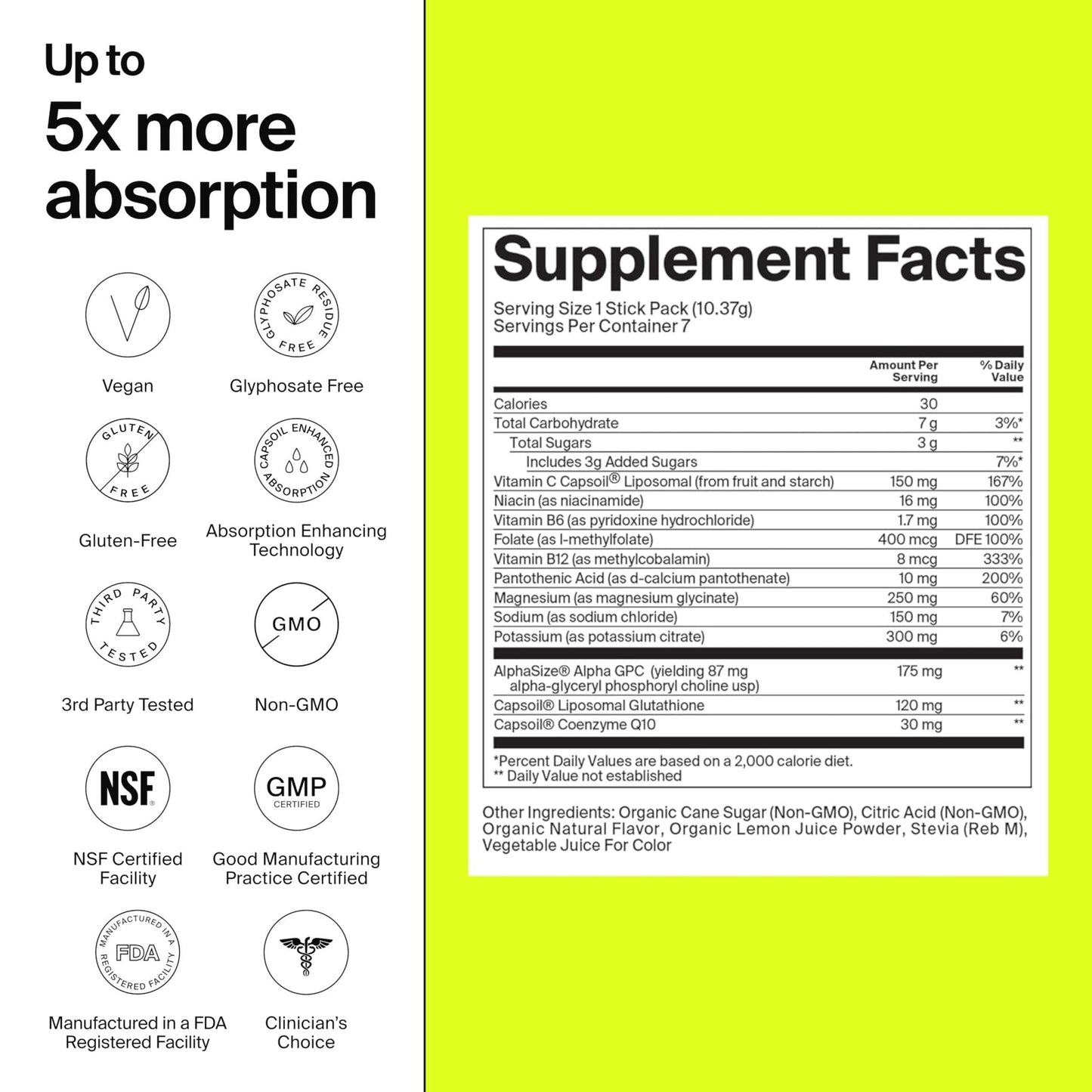 The Absorption Company Electrolyte Powder Packets - Workout Recovery & Hydration Drink Mix with Liposomal Glutathione, Vitamin C & Methylated B Vitamins - PrimeBioHealth - canada supplements