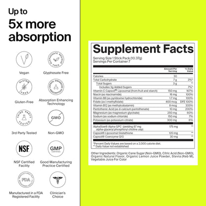 The Absorption Company Electrolyte Powder Packets - Workout Recovery & Hydration Drink Mix with Liposomal Glutathione, Vitamin C & Methylated B Vitamins - PrimeBioHealth - canada supplements