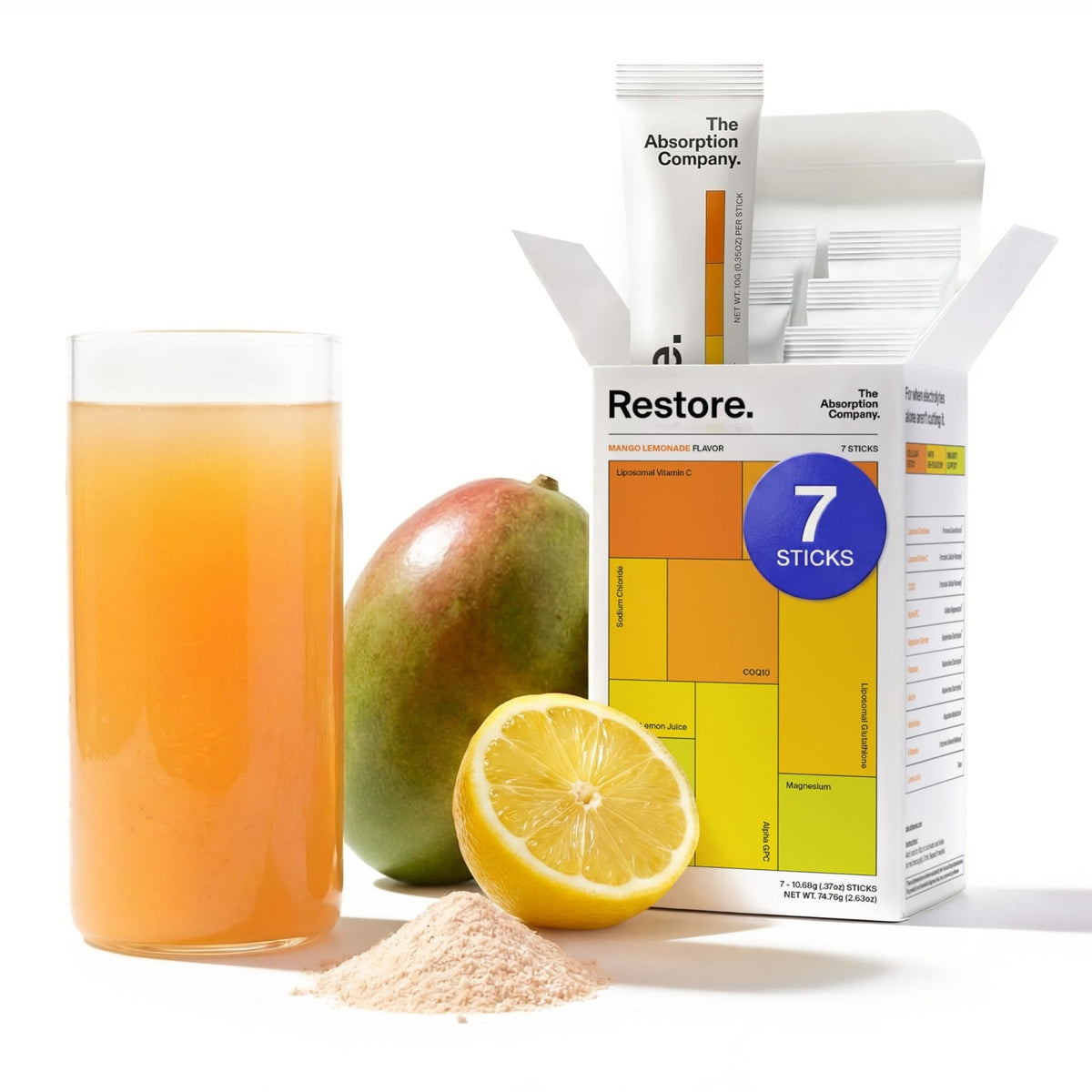 The Absorption Company Electrolyte Powder Packets - Workout Recovery & Hydration Drink Mix with Liposomal Glutathione, Vitamin C & Methylated B Vitamins - PrimeBioHealth - canada supplements