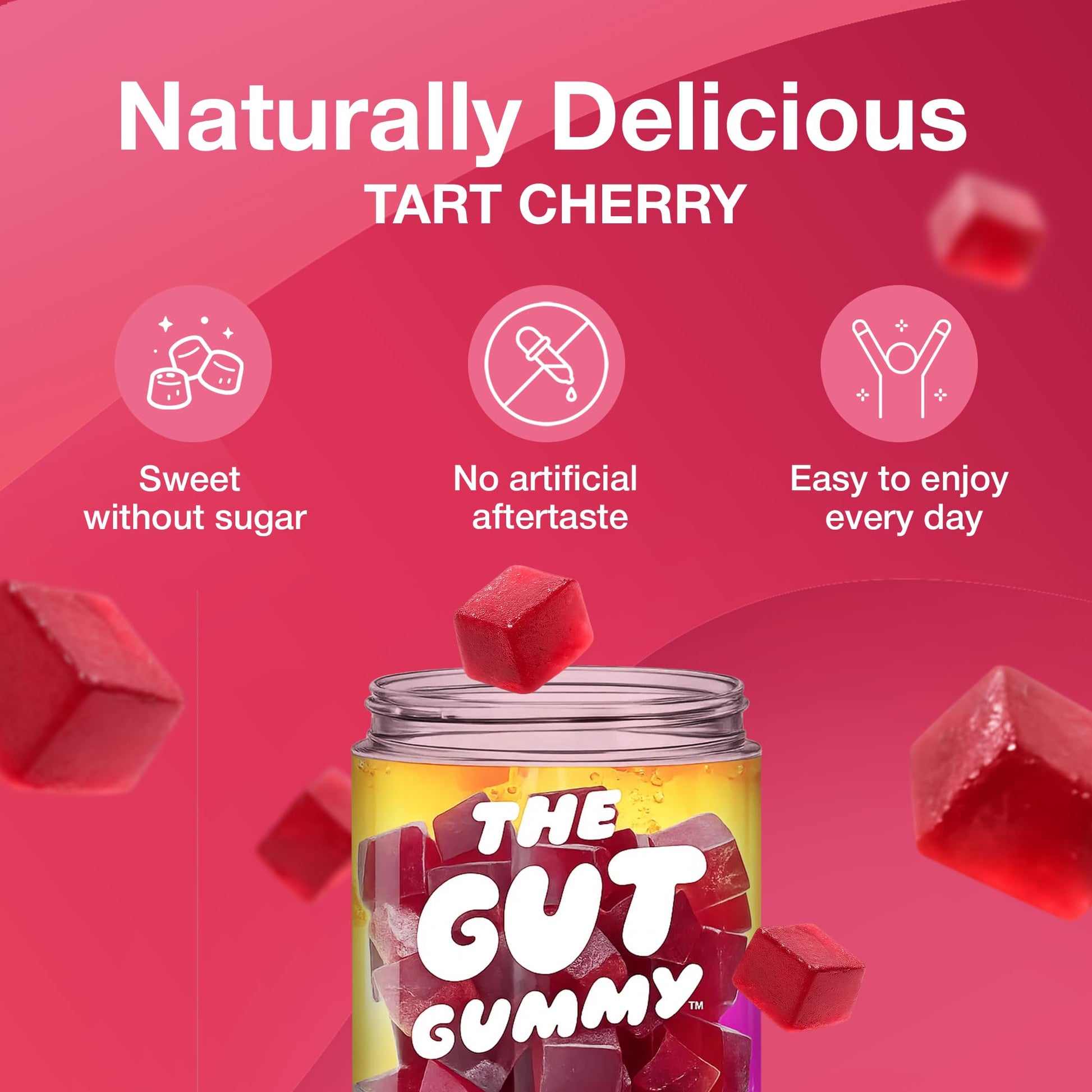 The Gut Gummy, 360° Daily Gut Reset, Full-Spectrum Tribiotic for Women & Men, Prebiotics Probiotics Postbiotics for Bloating, Belly Fat, Skin & Immune Support, Sugar Free Tart Cherry Gummies, 60 Count - PrimeBioHealth - canada supplements