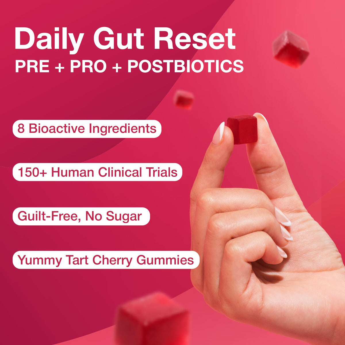 The Gut Gummy, 360° Daily Gut Reset, Full-Spectrum Tribiotic for Women & Men, Prebiotics Probiotics Postbiotics for Bloating, Belly Fat, Skin & Immune Support, Sugar Free Tart Cherry Gummies, 60 Count - PrimeBioHealth - canada supplements