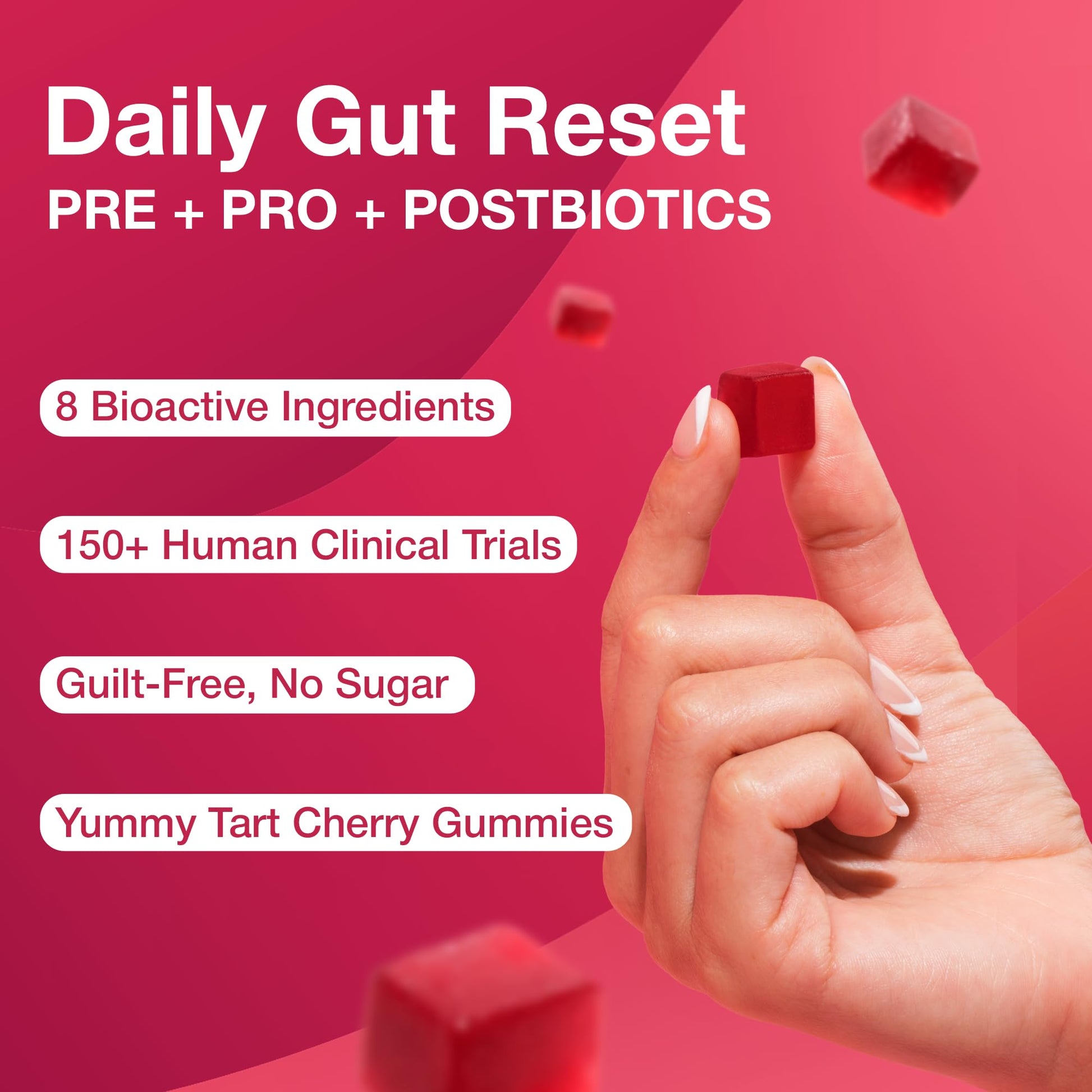 The Gut Gummy, 360° Daily Gut Reset, Full-Spectrum Tribiotic for Women & Men, Prebiotics Probiotics Postbiotics for Bloating, Belly Fat, Skin & Immune Support, Sugar Free Tart Cherry Gummies, 60 Count - PrimeBioHealth - canada supplements