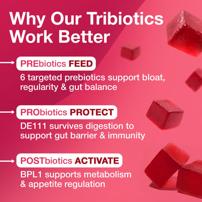The Gut Gummy, 360° Daily Gut Reset, Full-Spectrum Tribiotic for Women & Men, Prebiotics Probiotics Postbiotics for Bloating, Belly Fat, Skin & Immune Support, Sugar Free Tart Cherry Gummies, 60 Count - PrimeBioHealth - canada supplements