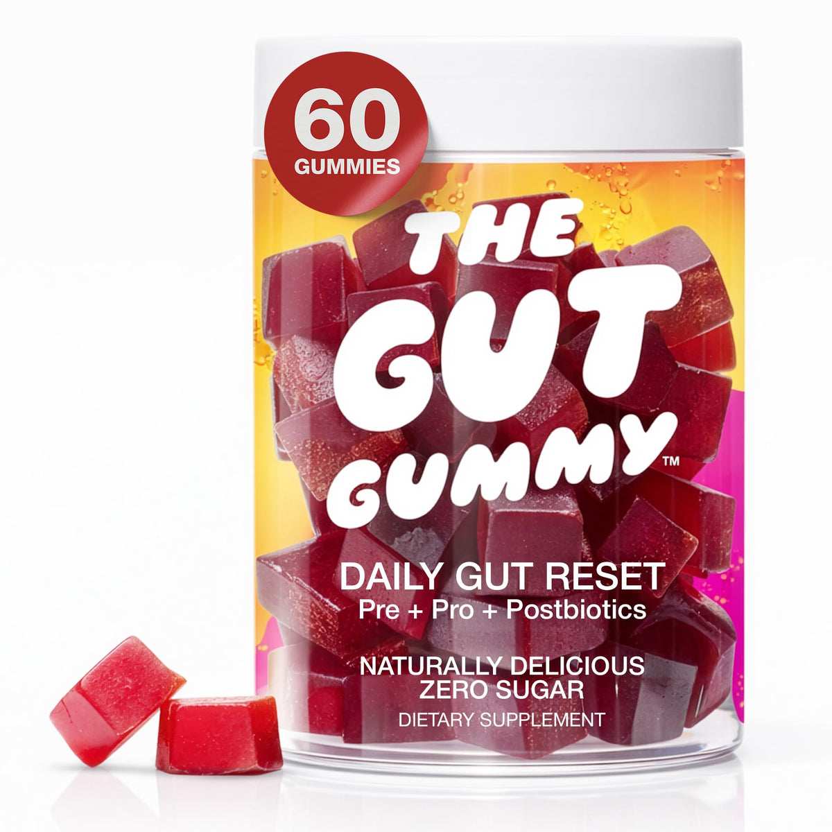 The Gut Gummy, 360° Daily Gut Reset, Full-Spectrum Tribiotic for Women & Men, Prebiotics Probiotics Postbiotics for Bloating, Belly Fat, Skin & Immune Support, Sugar Free Tart Cherry Gummies, 60 Count - PrimeBioHealth - canada supplements