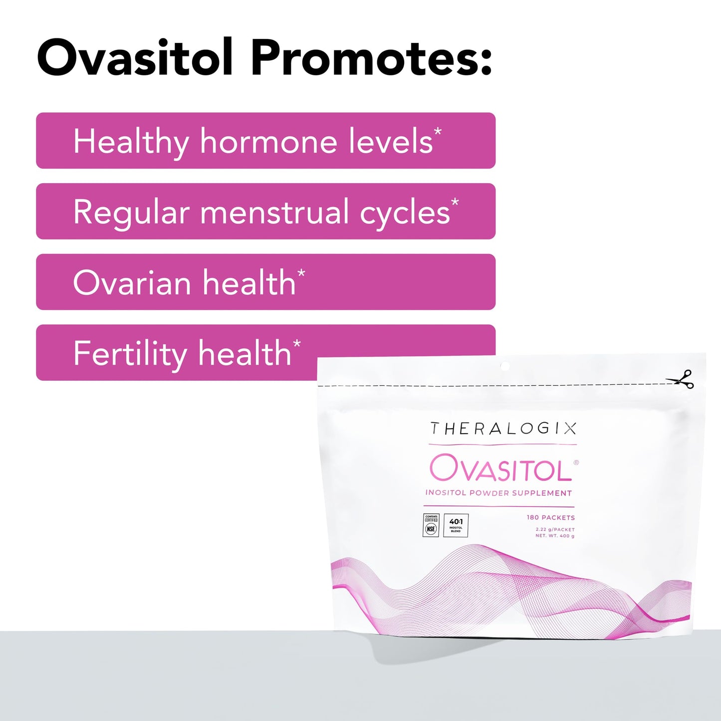 Theralogix Ovasitol Inositol Powder Packets - 90-Day Supply - Myo-Inositol & D-Chiro Inositol for Hormone Balance & Ovarian Function Support - PrimeBioHealth - canada supplements
