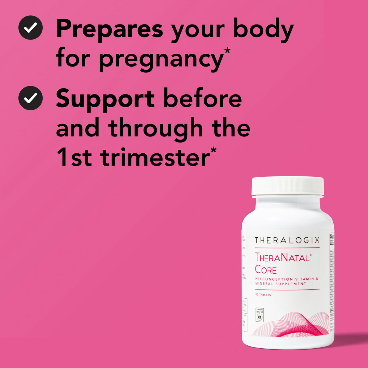 Theralogix TheraNatal Core Preconception Vitamin Supplement - 90-Day Supply - Prenatal Vitamins & Fertility Supplement for Women with Folate, Vitamin D3 - PrimeBioHealth - canada supplements