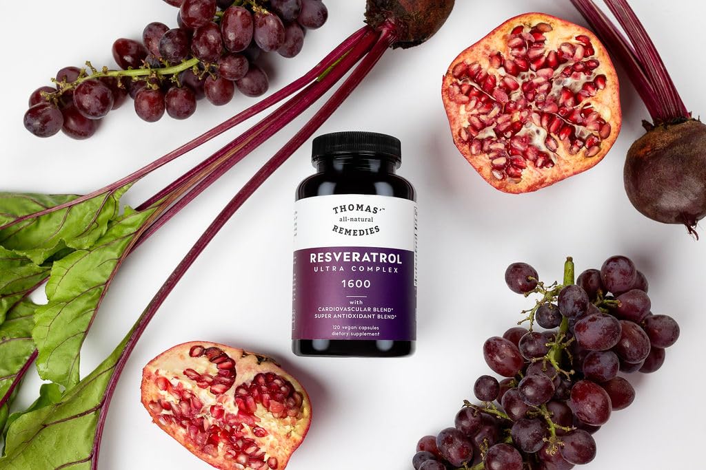 Thomas' all-natural Remedies Resveratrol 1600mg Organic Trans-Resveratrol Antioxidant Supplement with Organic Grape Seed Extract and Quercetin - PrimeBioHealth - canada supplements
